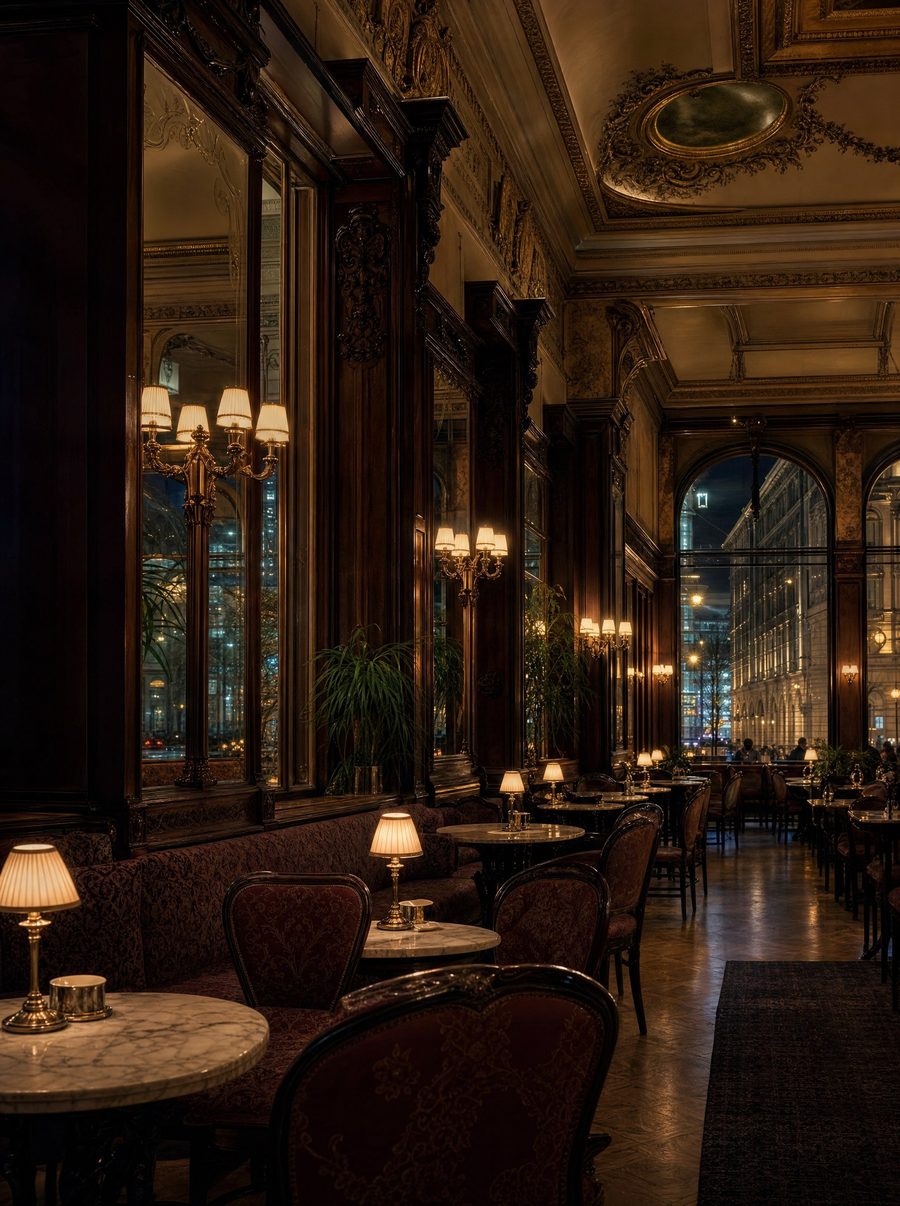 Classic ornate Viennese coffeehouse interior